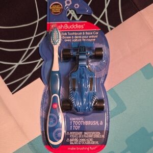 Brush Buddies, Boys Ultra Soft Toothbrush Set W/ Blue Race Car. Sealed.